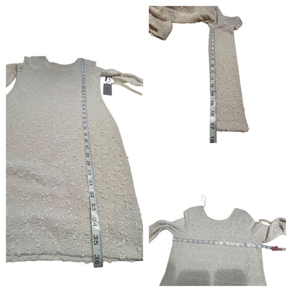 Jennifer Lopez Women's Beige Swiss Dot/sequence   Dress Size L Petite NWT - Picture 7 of 7